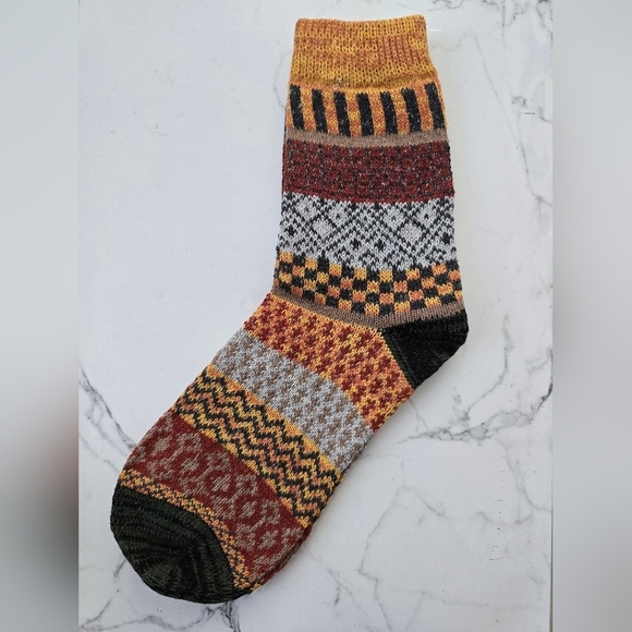 Bohemian | Granola yellow gray maximalist print Gorpcore tube socks - Picture 6 of 7